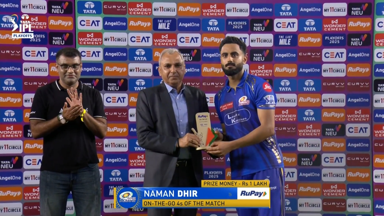 IPL 2025 Q2: PBKS vs MI - RuPay On-The-Go 4s of the Match - Naman Dhir