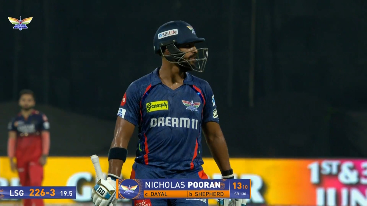 IPL 2025 M70: LSG vs RCB - Nicholas Pooran Wicket