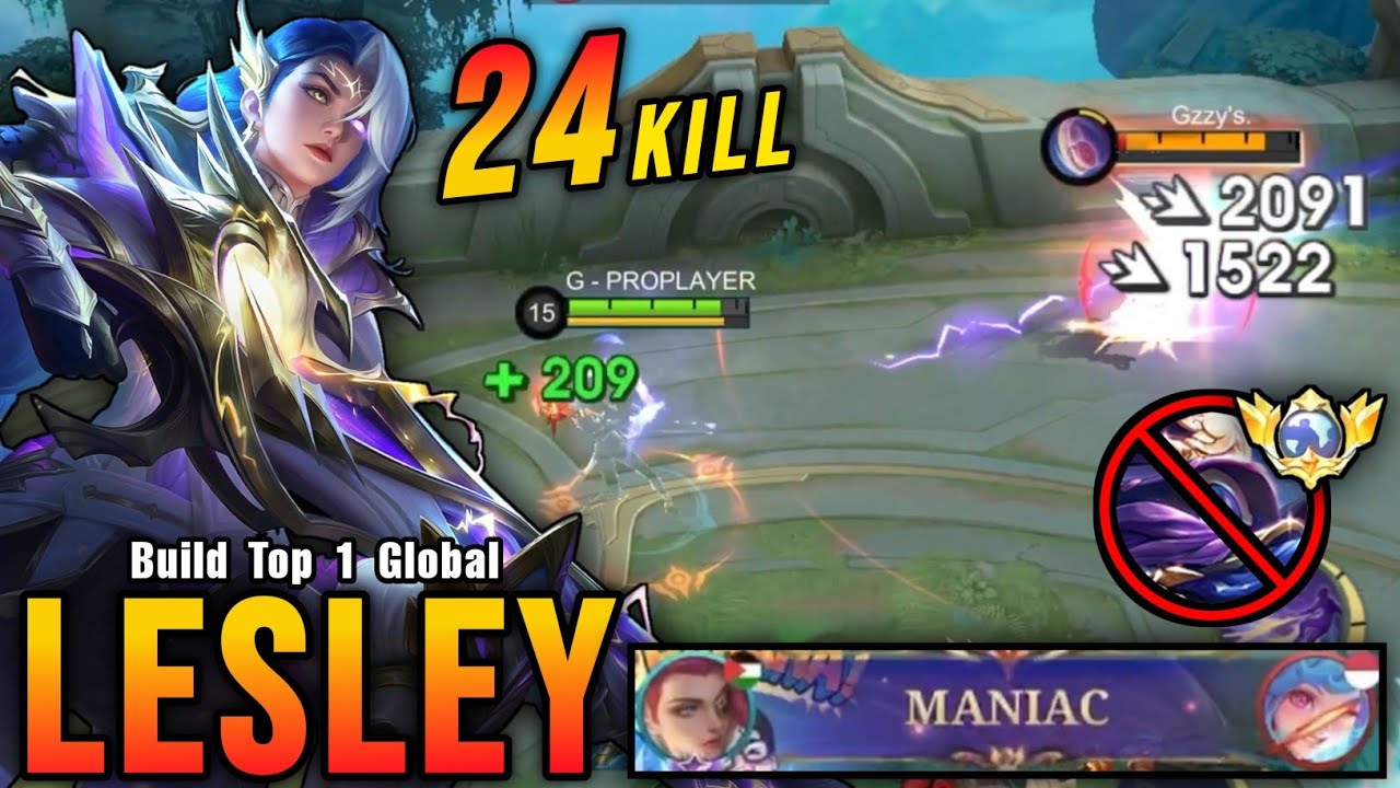 24 Kills + MANIAC!! Lesley VS Top Global Cyclops!! - Build Top 1 Global Lesley ~ MLBB background
