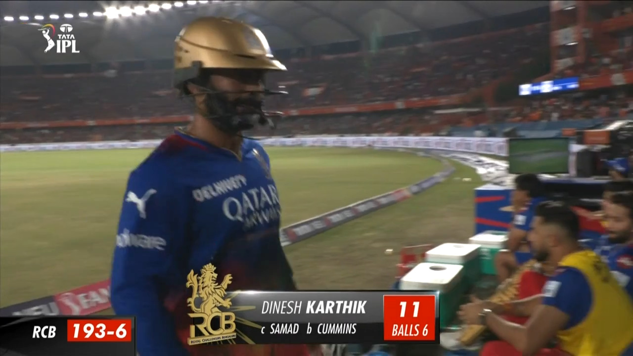 M41: SRH vs RCB – Dinesh Karthik Wicket