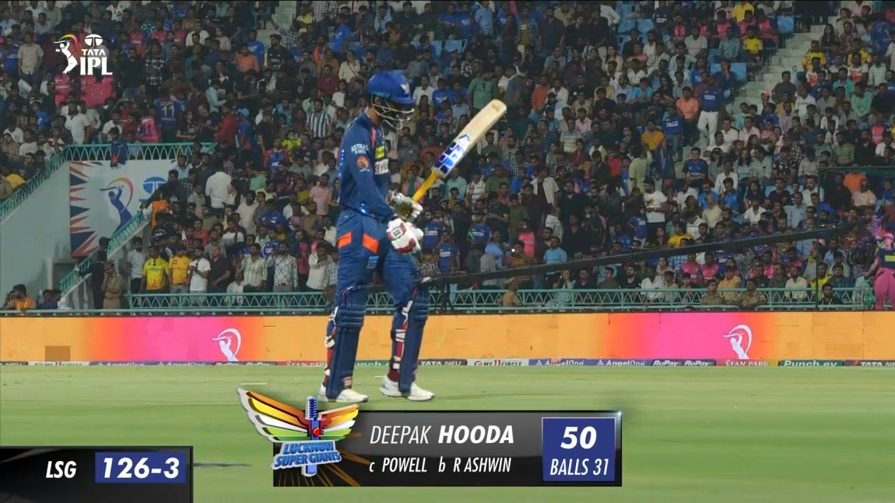 M44: LSG vs RR – Deepak Hooda Wicket