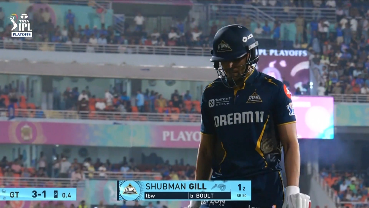 IPL 2025 Eliminator: GT vs MI - Shubman Gill Wicket background