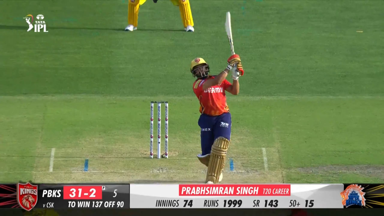 M53: PBKS vs CSK – Prabhsimran Singh Six