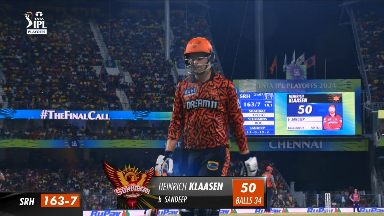Q2: SRH vs RR – Heinrich Klaasen Wicket