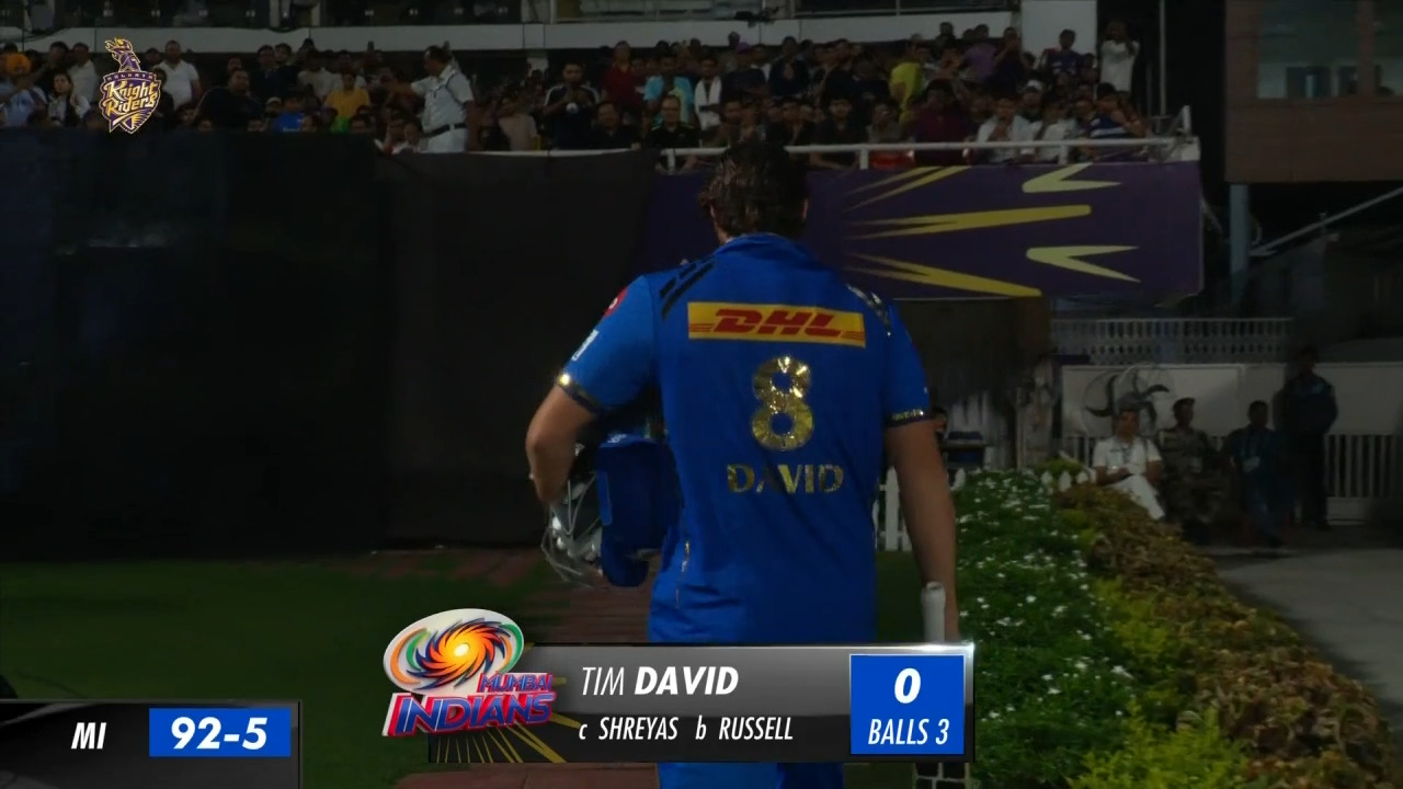 M60: KKR vs MI – Tim David Wicket background