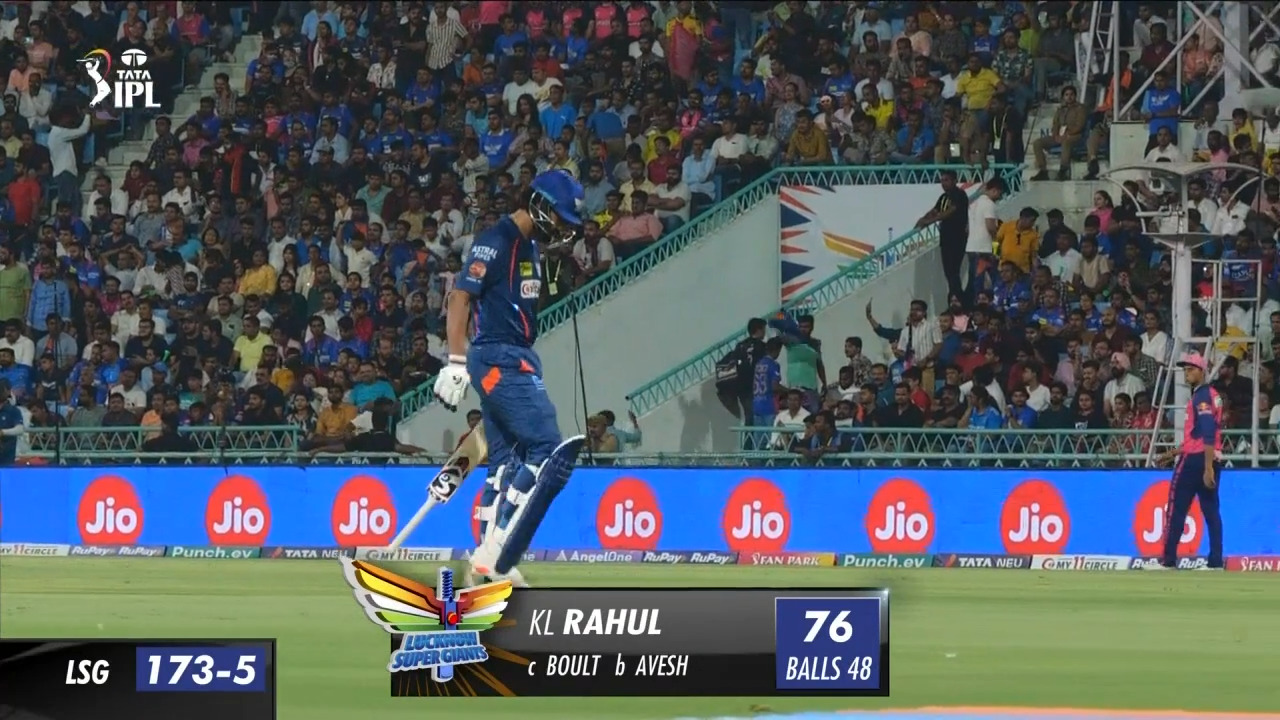 M44: LSG vs RR – K L Rahul Wicket background