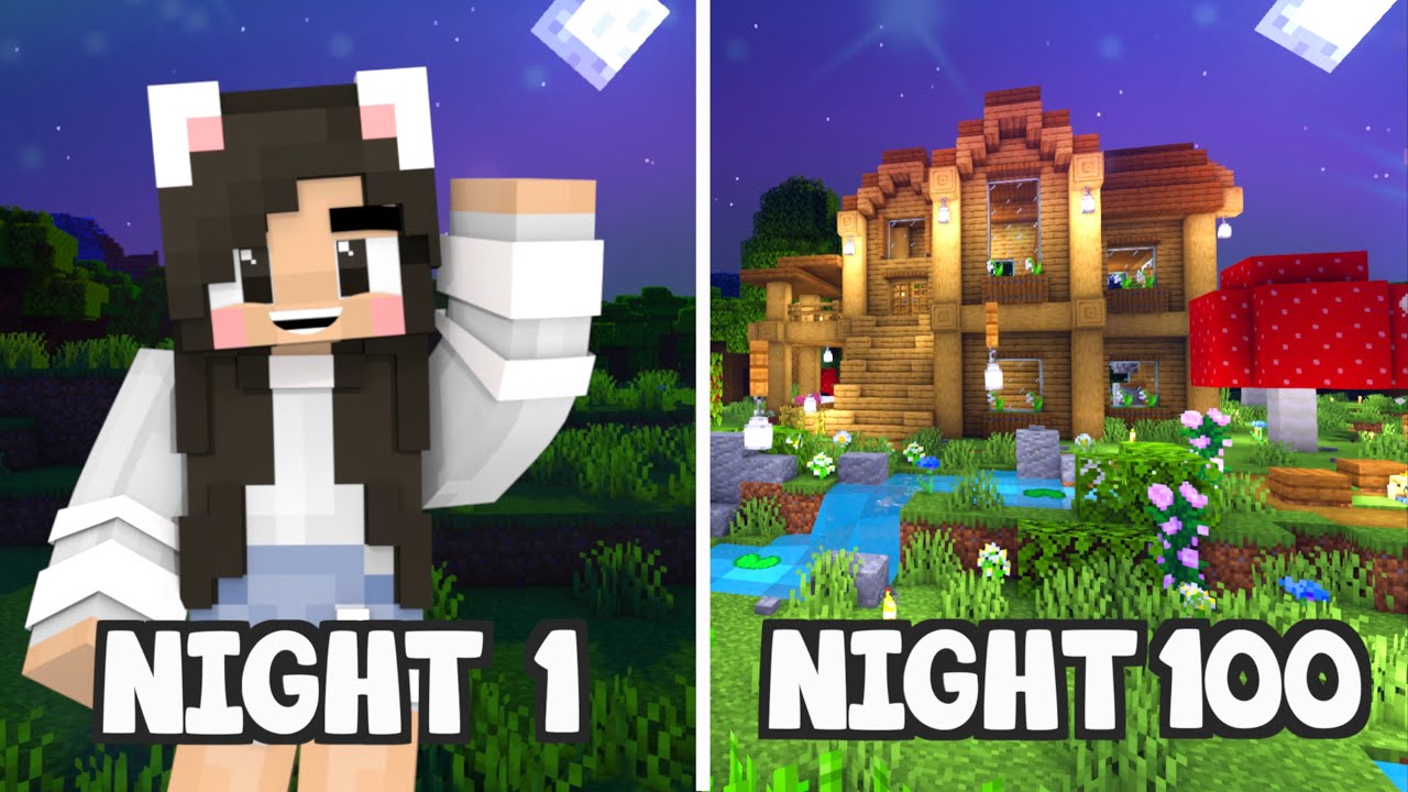 💙100 NIGHTS In a Minecraft World background