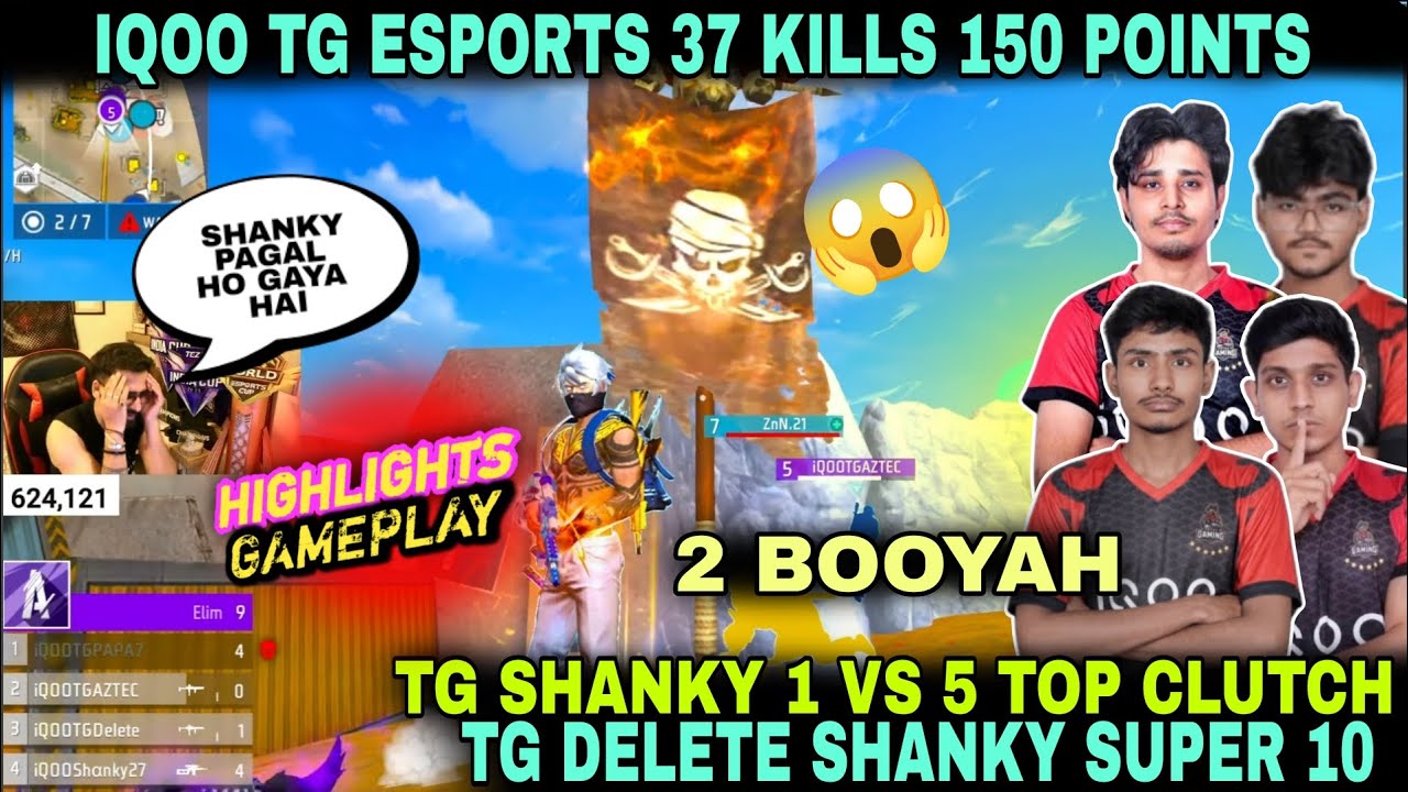 TG SHANKY 1 VS 5 CLUTCH😱| IQOO TG 37 KILLS 105 POINTS TABLE TOP ☠️| TG DELETE SUPER 10 |CRAZY CLUTCH background