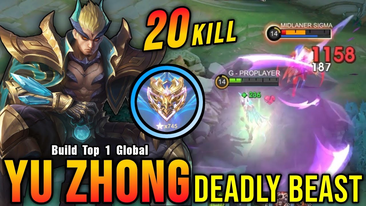 Deadly Beast Yu Zhong Insane 20 Kills!! - Build Top 1 Global Yu Zhong ~ MLBB background