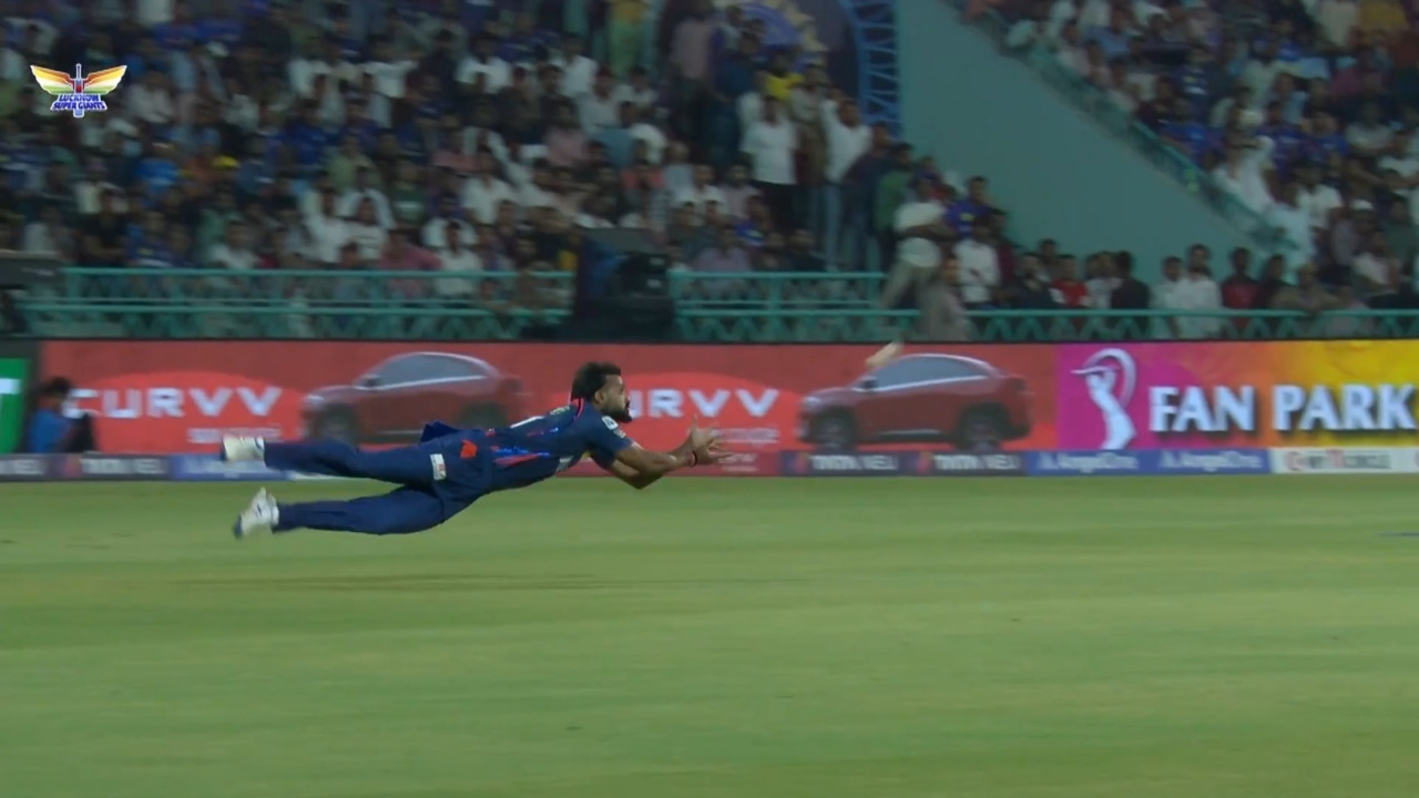 Splendid effort: Akash Deep almost pulls off a brilliant catch