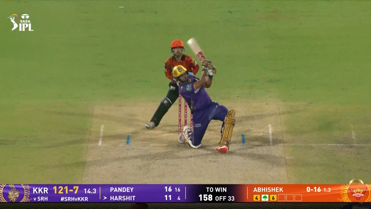 IPL 2025 M68: SRH vs KKR - Harshit Rana Six background