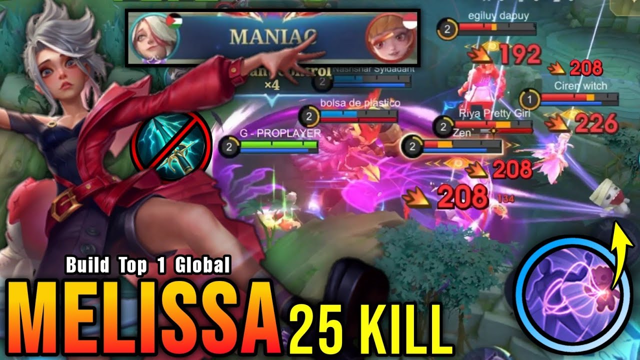 Melissa 25 Kills + 2x MANIAC!! Insane One Shot Damage Build!! - Build Top 1 Global Melissa ~ MLBB background