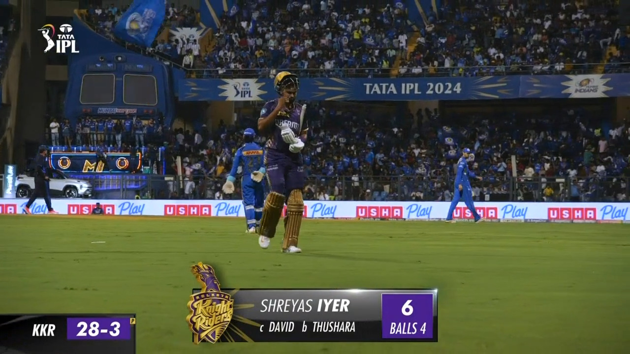 M51: MI vs KKR – Shreyas Iyer Wicket