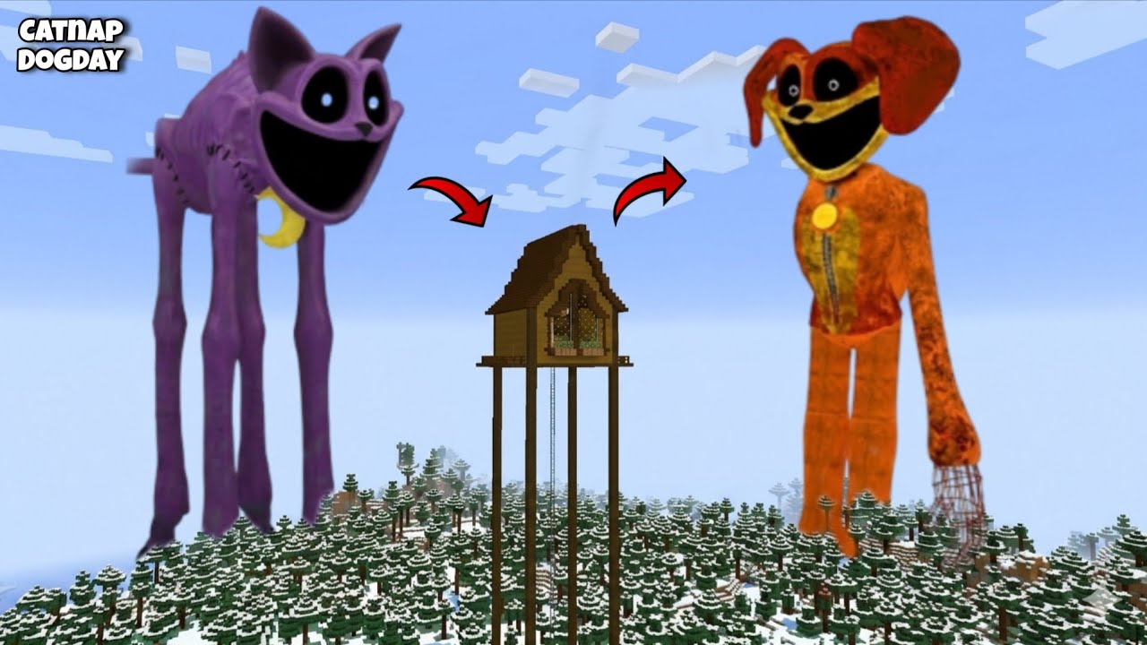 SURVIVED FROM CATNAP AND DOGDAY ARRIVAL In Minecraft - Gameplay - Coffine Meme
