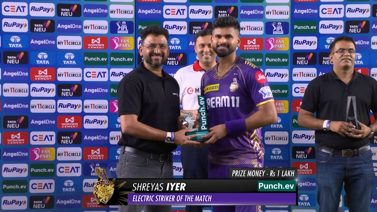 Q1: KKR vs SRH – Punch.ev Electric Striker of the Match – Shreyas Iyer