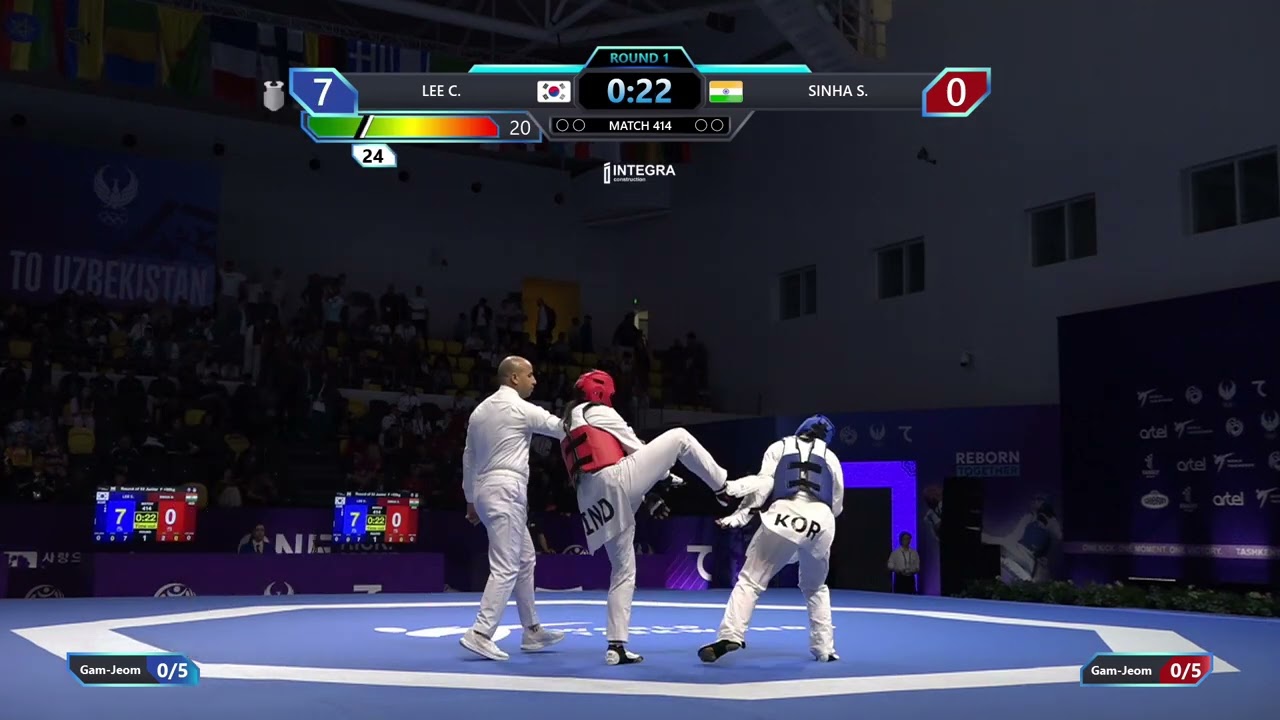 414 Round of 32 F +68kg KOR LEE C IND SINHA S PGM