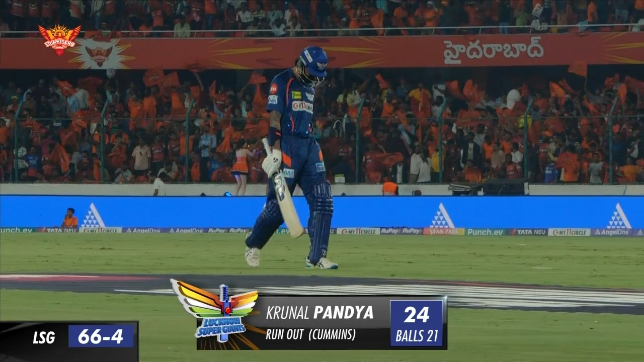 M57: SRH vs LSG – Krunal Pandya Wicket background