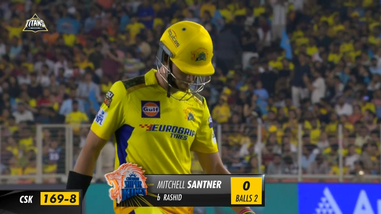 M59: GT vs CSK – Mitchell Santner Wicket background