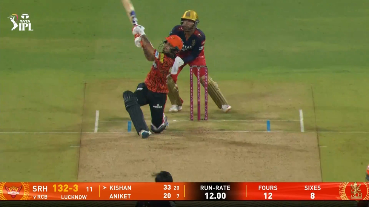 IPL 2025 M65: RCB vs SRH - Ishan Kishan Six background