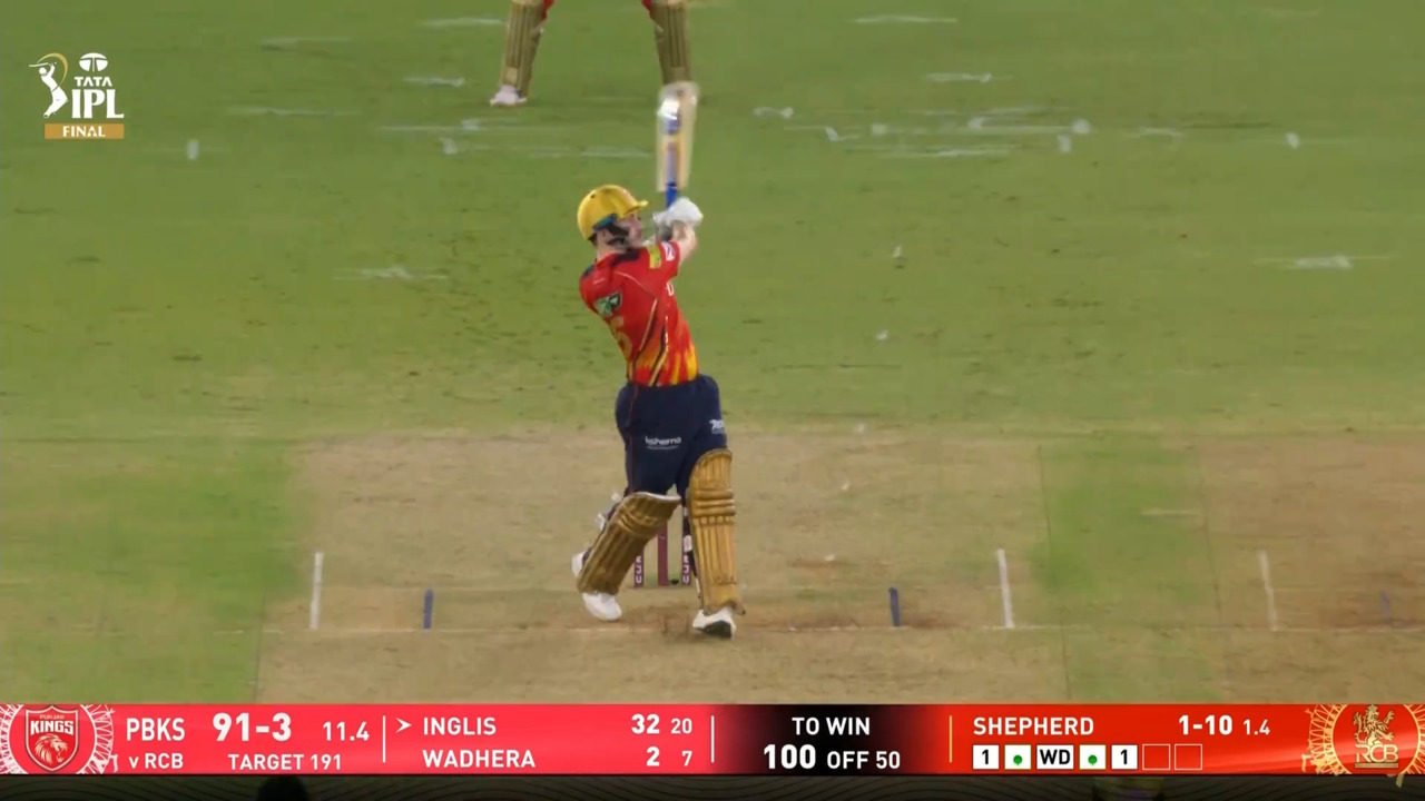 IPL 2025 Final: RCB vs PBKS - Josh Inglis Six