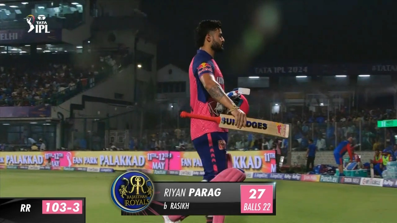 M56: DC vs RR – Riyan Parag Wicket