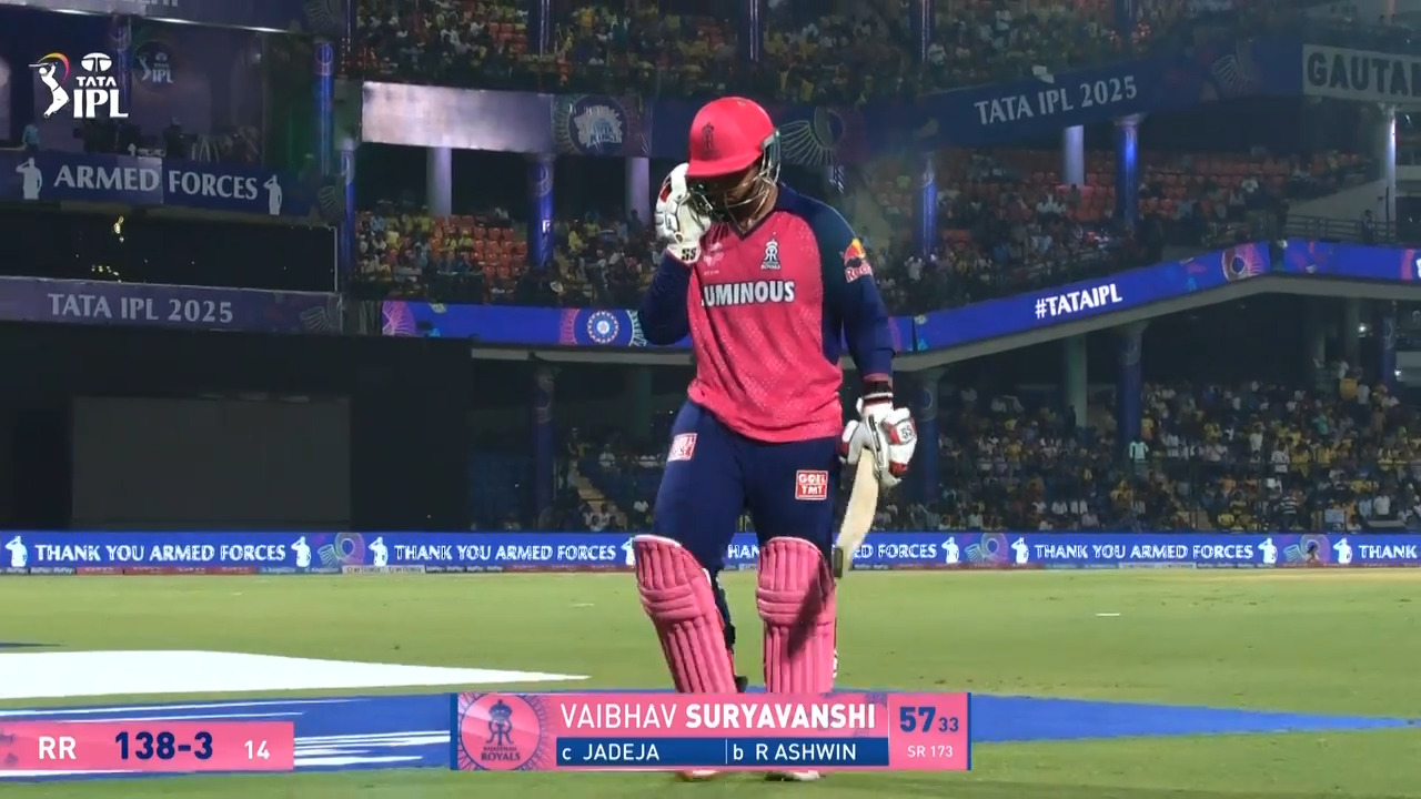 IPL 2025 M62: CSK vs RR - Vaibhav Sooryavanshi Wicket