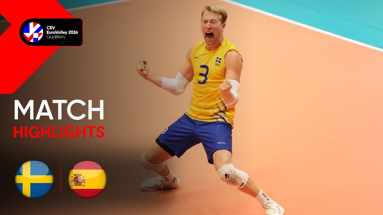 Highlights | Sweden vs. Spain | CEV EuroVolley 2026 | Qualification Phase M | Pool E backdrop