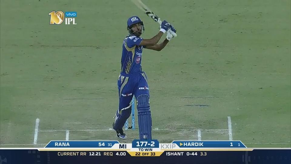 M22: KXIP vs MI – Hardik Pandya Six