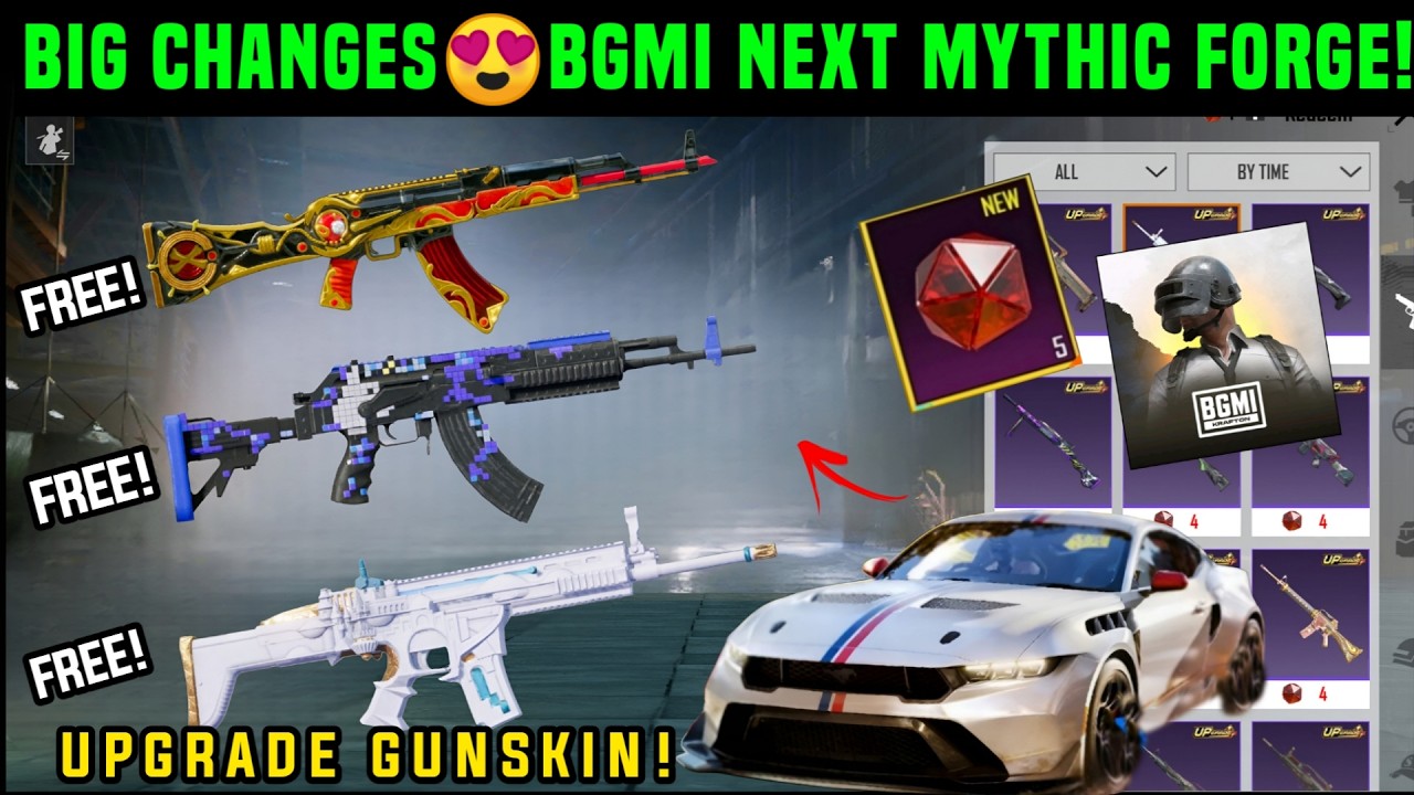 BGMI 4.4 UPDATE MYTHIC FORGE IS HERE 🔴 BGMI NEXT CONFIRM MYTHIC FORGE GUN SKIN OUTFIT REWARDS!