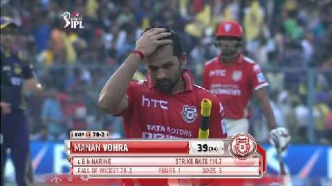 M44: KKR vs KXIP – Manan Vohra Wicket background
