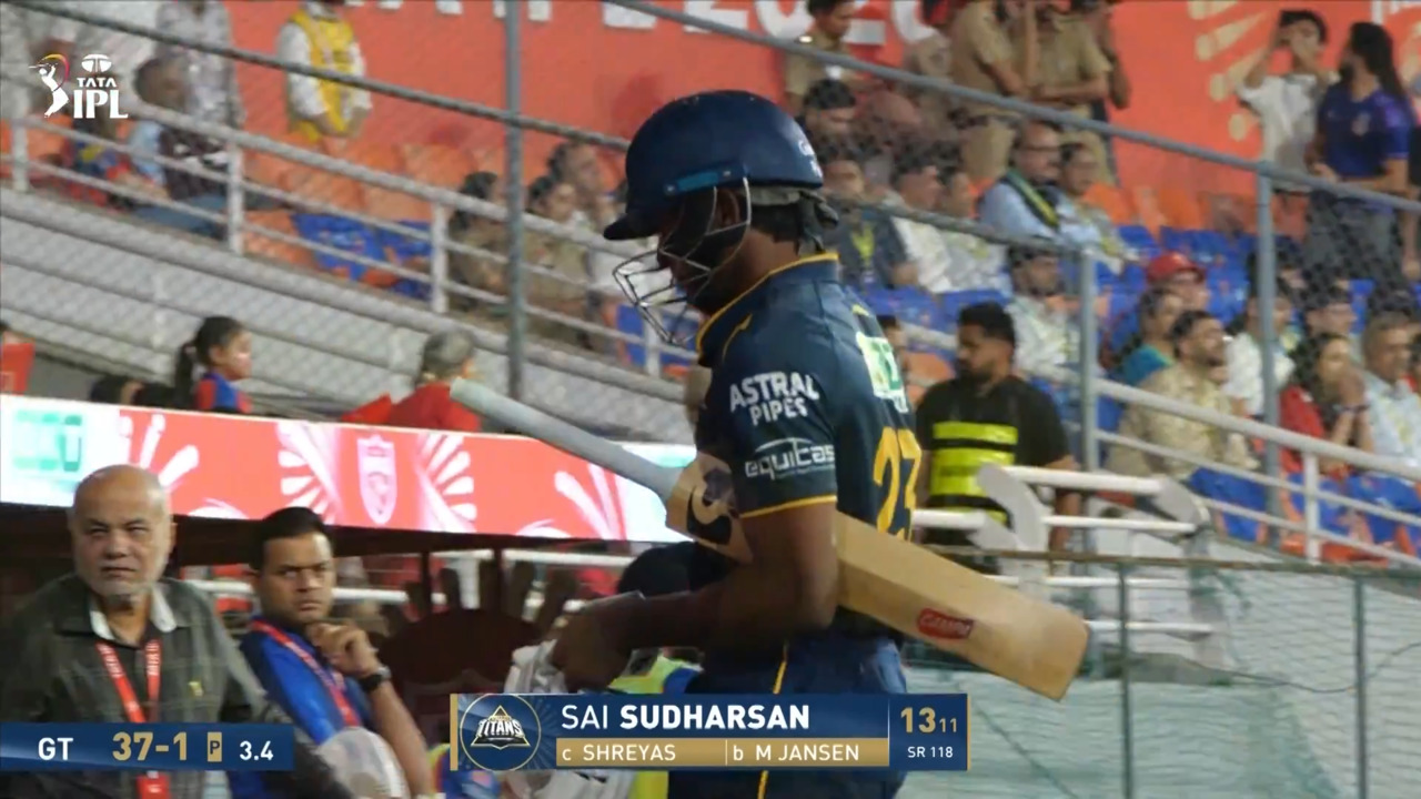 IPL 2026 M04: PBKS vs GT - Sai Sudharsan Wicket