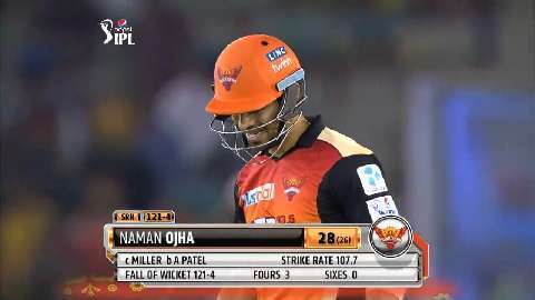 M27: KXIP vs SRH – Naman Ojha Wicket
