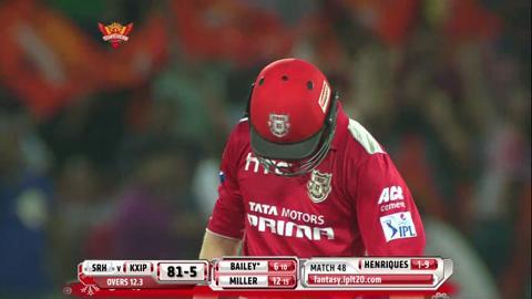 M48: SRH vs KXIP – George Bailey Wicket