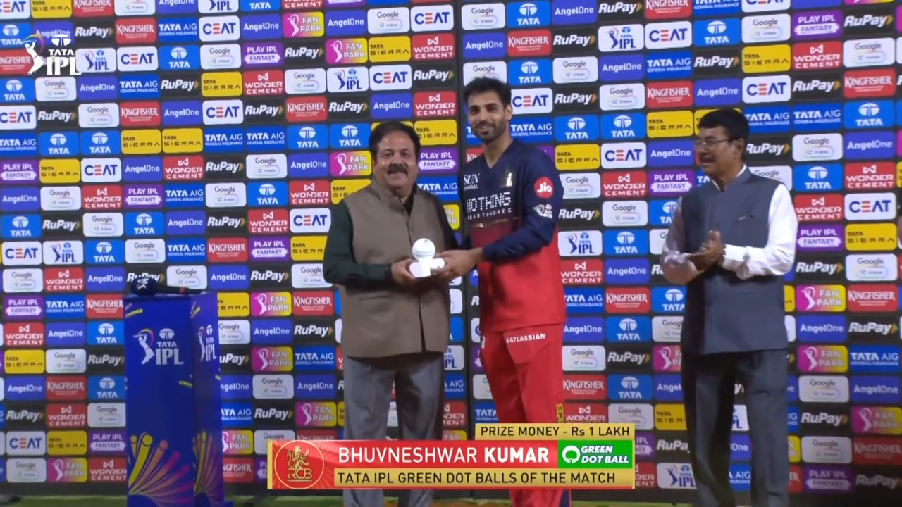 IPL 2026 M16: RR vs RCB - TATA IPL Green Dot Balls of the Match - Bhuvneshwar Kumar