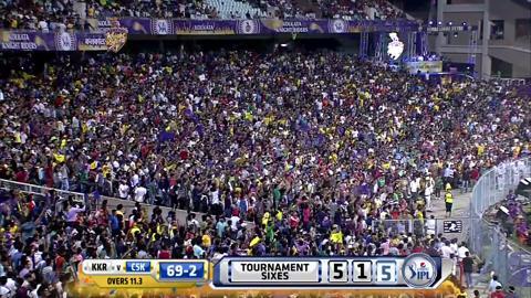 M47: KKR vs CSK – Suresh Raina Six background