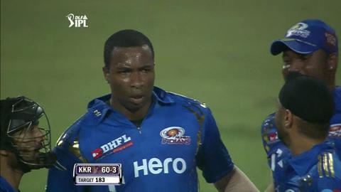 Match 58 KKR vs MI – Tiwary's Wicket
