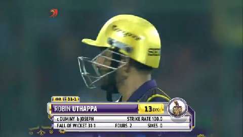 M17: DD vs KKR – Robin Uthappa Wicket