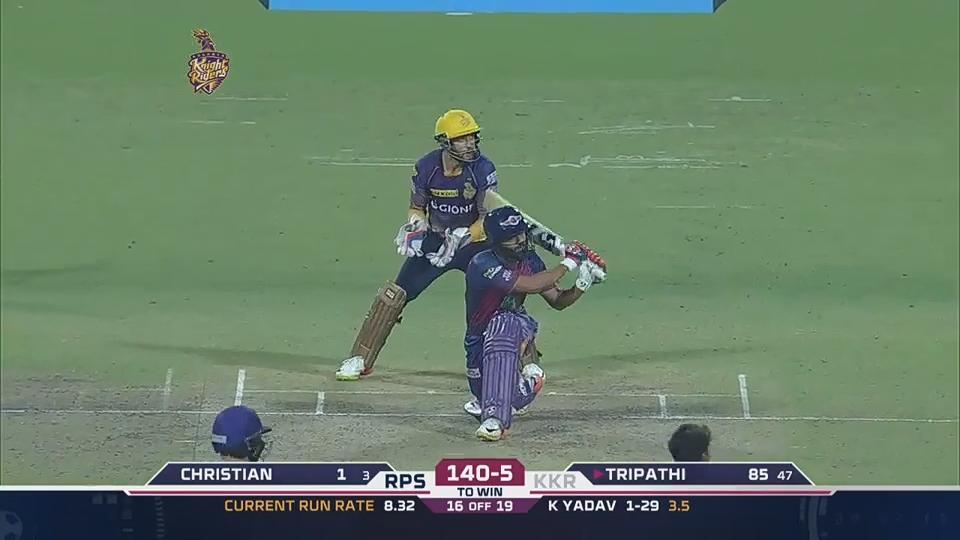 M41: KKR vs RPS – Rahul Tripathi Six background