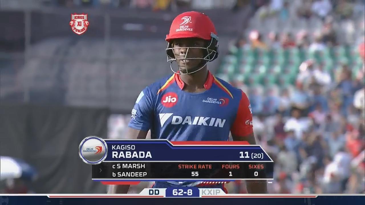 M36: KXIP vs DD – Kagiso Rabada Wicket
