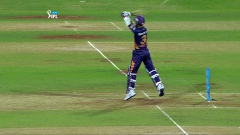 M1: MI vs RPS – Ajinkya Rahane Six background