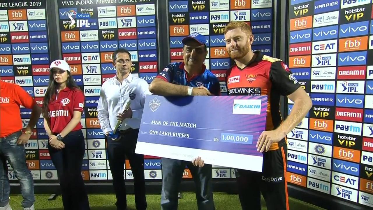 M16: DC vs SRH – Man of the Match – Jonny Bairstow background