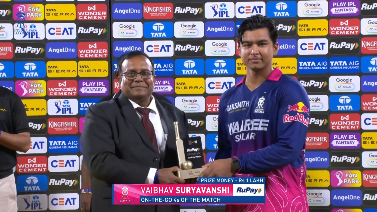 IPL 2026 M03: RR vs CSK - RuPay On-The-Go 4s of the Match - Vaibhav Sooryavanshi