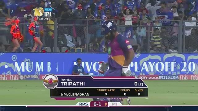 Q1: MI vs RPS – Rahul Tripathi Wicket background