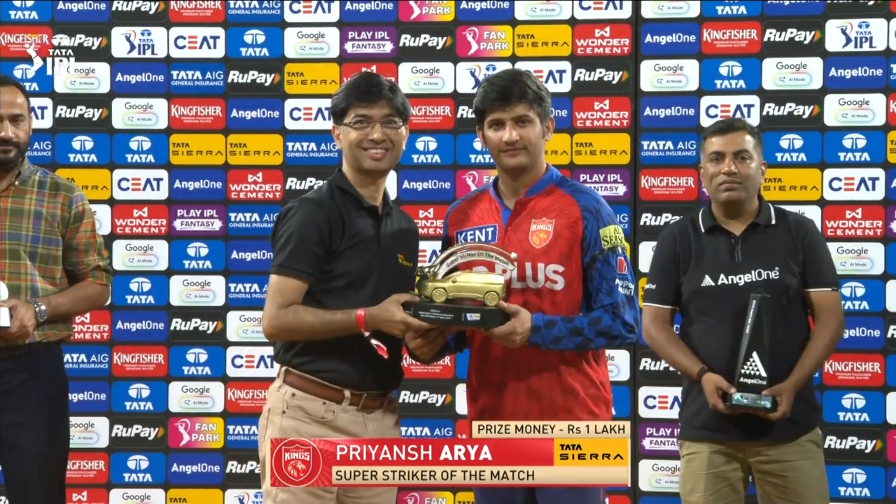 IPL 2026 M17: PBKS vs SRH - Sierra Super Striker of the Match - Priyansh Arya