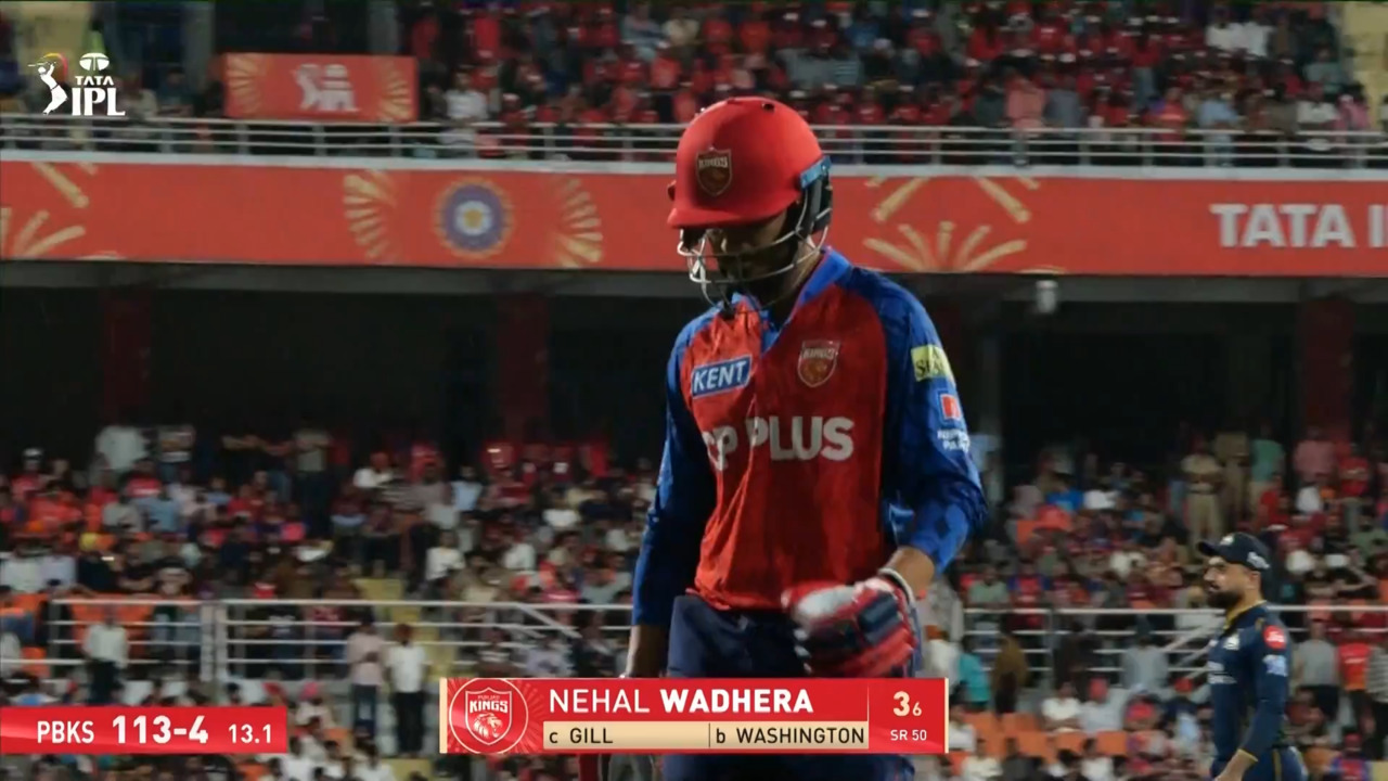 IPL 2026 M04: PBKS vs GT - Nehal Wadhera Wicket