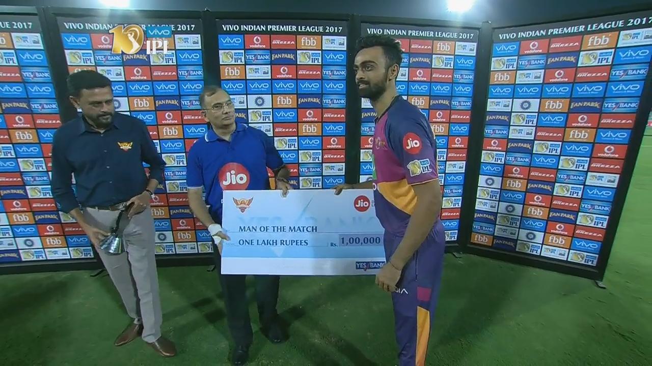 M44: SRH vs RPS – Man of the Match – Jaydev Unadkat