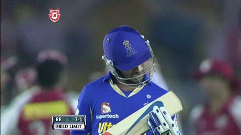 Match 48 RR vs KXIP – Rahane's Wicket background