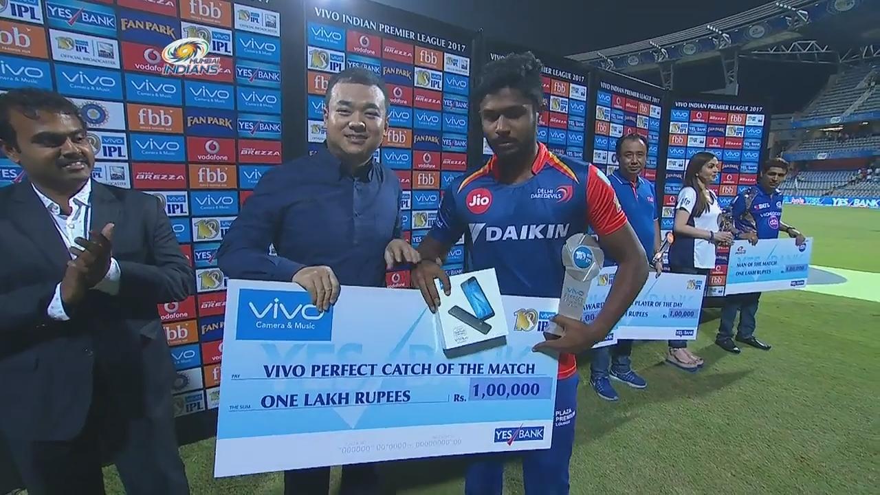 M25: MI vs DD – VIVO perfect catch of the match – Sanju Samson background