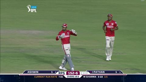 M10: KXIP vs RPS – Irfan Pathan Wicket