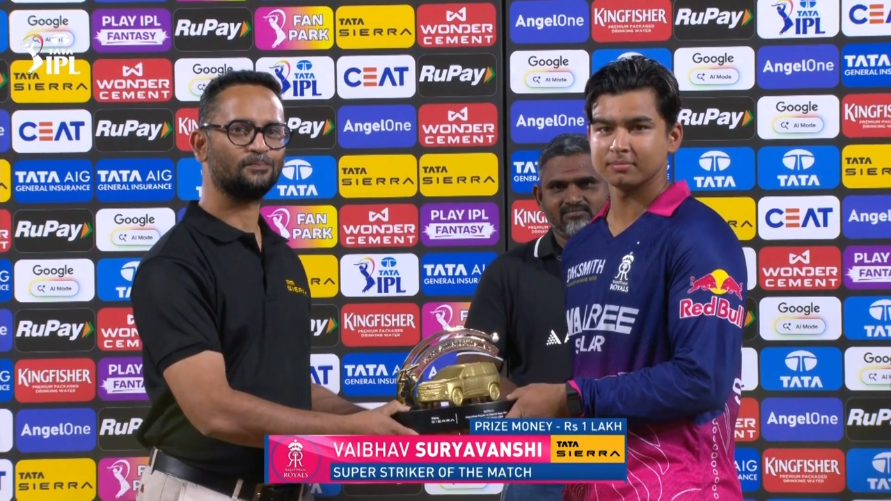 IPL 2026 M03: RR vs CSK - Sierra Super Striker of the Match - Vaibhav Sooryavanshi